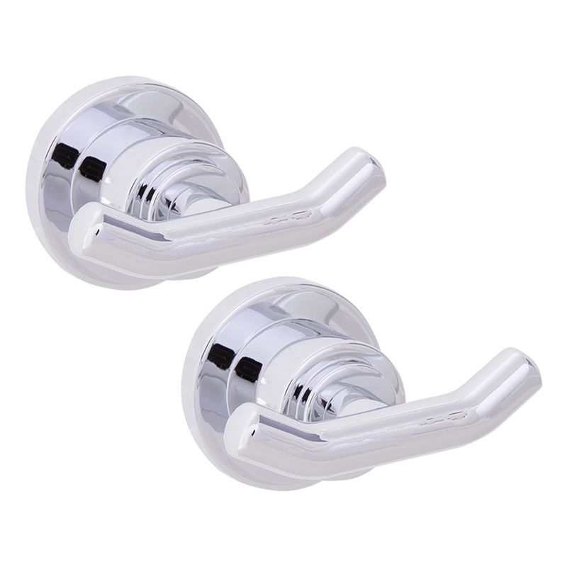 Pemberly Row Geneva Double Robe Hook 2-Pack in Polished Chrome
