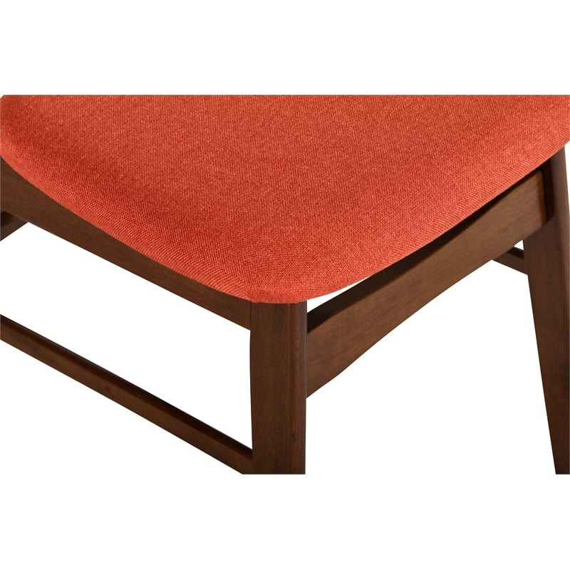 Pemberly Row Wood Dining Chair Set of 6 in Orange Upholstery