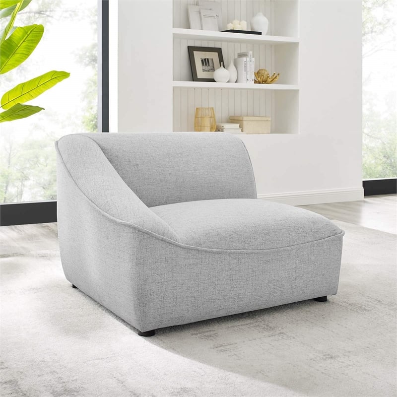 Pemberly Row Left Arm Sectional Sofa Chair in Light Gray Upholstery