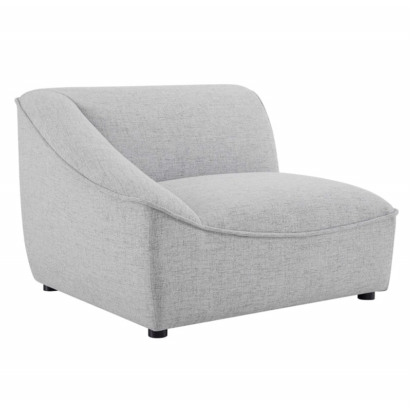 Pemberly Row Left Arm Sectional Sofa Chair in Light Gray Upholstery