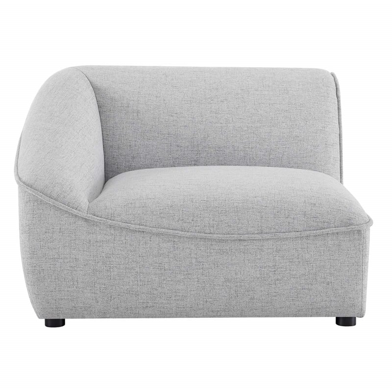 Pemberly Row Left Arm Sectional Sofa Chair in Light Gray Upholstery