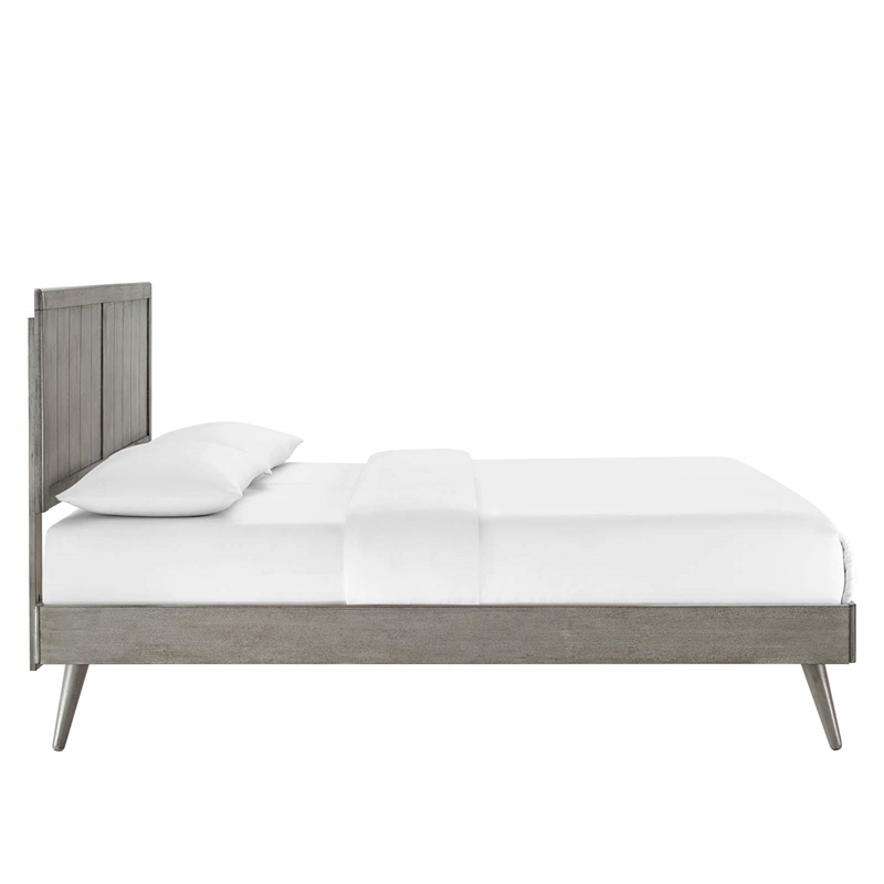 Pemberly Row Full Platform Bed in Grey with Splayed Legs