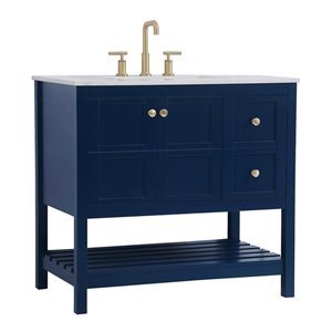 Pemberly Row 36&quot Single Bathroom Vanity in Blue with Freestanding Design