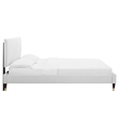 Pemberly Row Channel Tufted Velvet Queen Platform Bed with Gold Sleeves