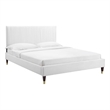 Pemberly Row Channel Tufted Velvet Queen Platform Bed with Gold Sleeves