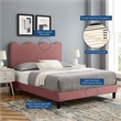 Pemberly Row Modern Performance Velvet Twin Platform Bed in Dusty Rose