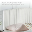 Pemberly Row Full Platform Bed with Channel Tufted Velvet in White