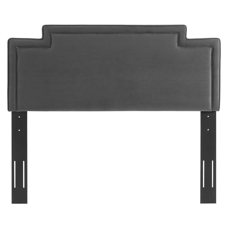 Pemberly Row Modern Performance Velvet Full/Queen Headboard in Charcoal