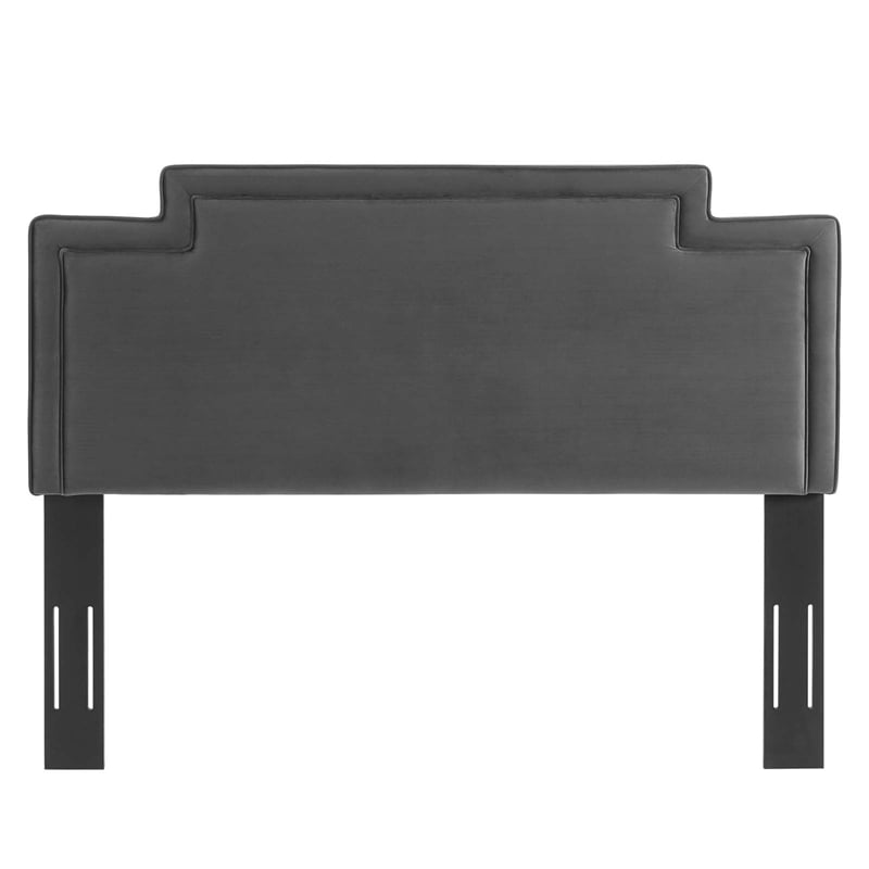 Pemberly Row Modern Performance Velvet Full/Queen Headboard in Charcoal