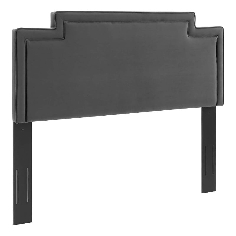 Pemberly Row Modern Performance Velvet Full/Queen Headboard in Charcoal