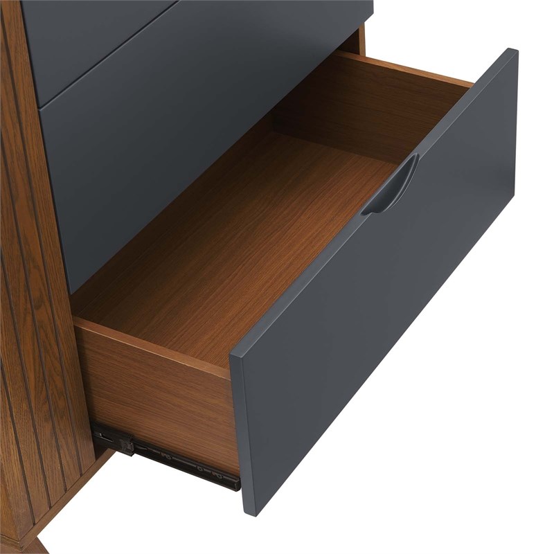 Pemberly Row Mid-century Modern Chest in Walnut and Gray Finish