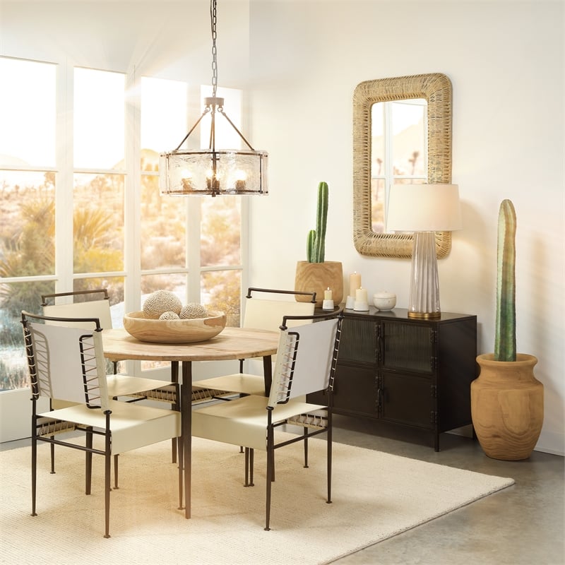 Pemberly Row Vitrino 4 Door Iron Side Table in Black Metal Finish