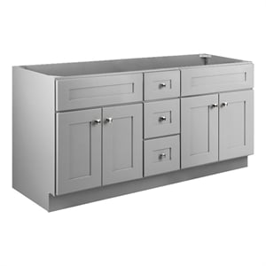 Pemberly Row 60-inch Solid Wood Bathroom Vanity in Gray Finish
