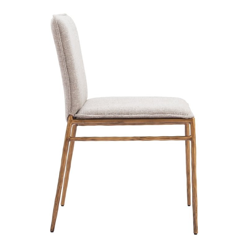 Pemberly Row Nordvest Dining Chair with Beige Seat & Gold Legs