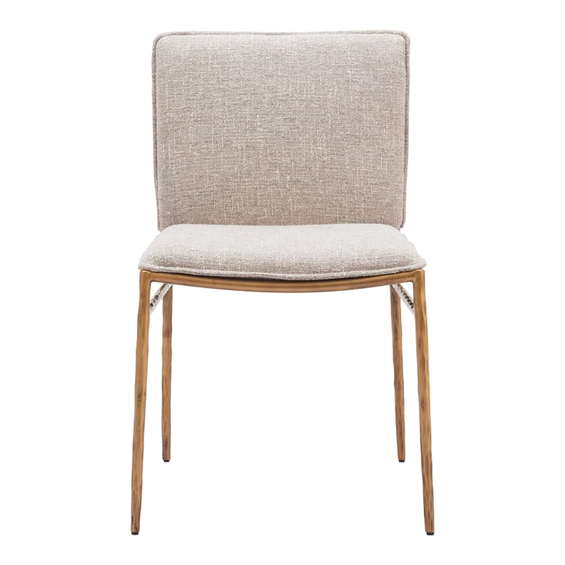 Pemberly Row Nordvest Dining Chair with Beige Seat & Gold Legs