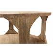 Pemberly Row Jenna Round Cocktail Table with Shelf in Natural Wood