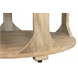 Pemberly Row Jenna Round Cocktail Table with Shelf in Natural Wood