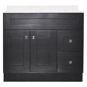 Pemberly Row 37&quot Solid Wood Vanity in Espresso with Single Hole Top