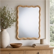 Pemberly Row Rasida Scalloped Rattan Wall Mirror with Wood Frame
