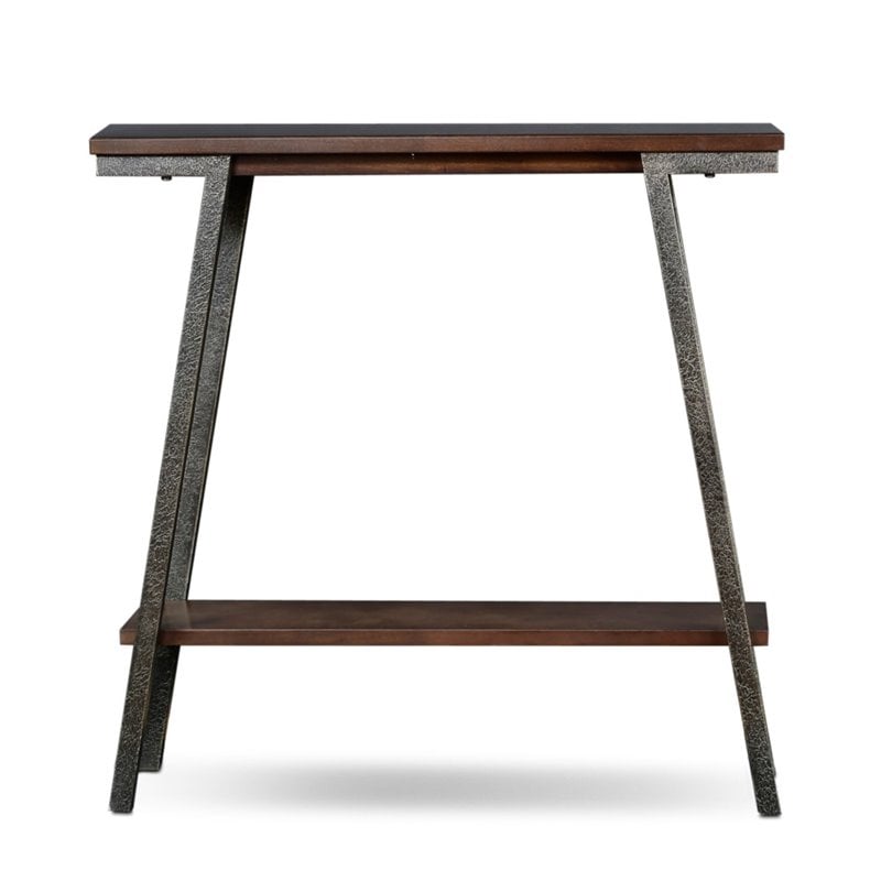 Pemberly Row Console Table with Foundry Bronze Finish and Walnut Top