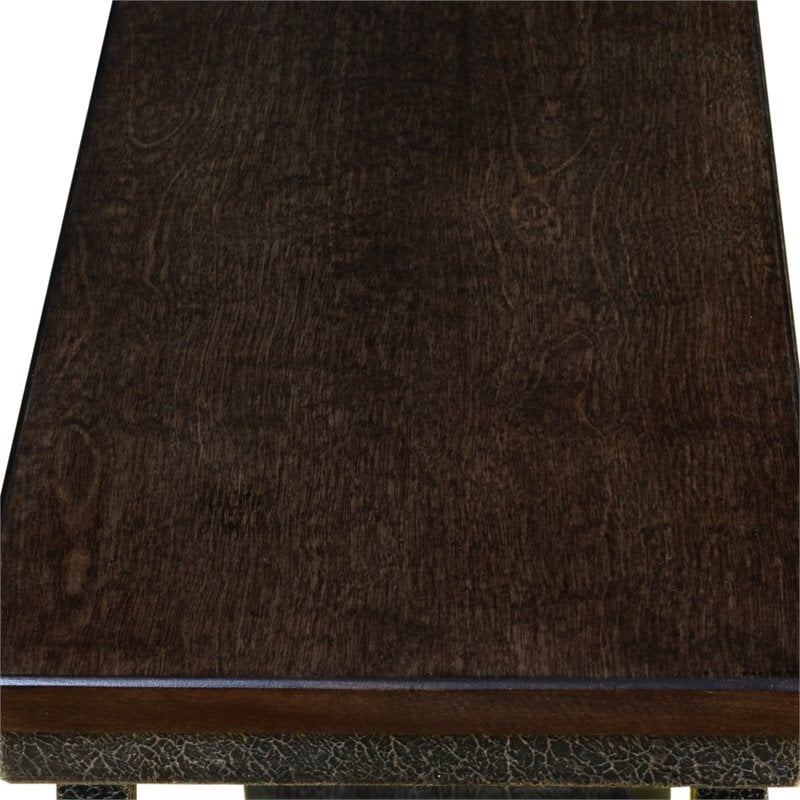 Pemberly Row Console Table with Foundry Bronze Finish and Walnut Top