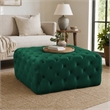 Pemberly Row Button Tufted Upholstered Velvet Ottoman in Green