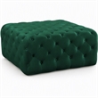 Pemberly Row Button Tufted Upholstered Velvet Ottoman in Green