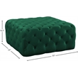 Pemberly Row Button Tufted Upholstered Velvet Ottoman in Green