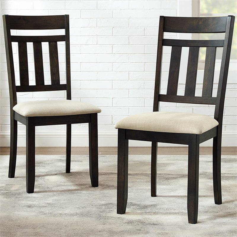 Pemberly Row Wood Slat Back Dining Side Chair in Slate Finish (Set of 2)