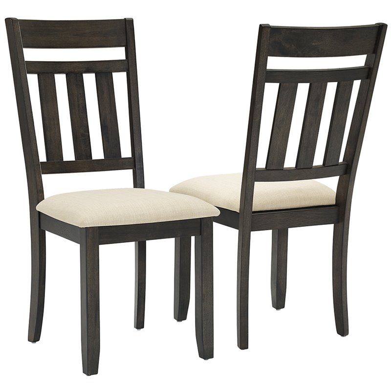 Pemberly Row Wood Slat Back Dining Side Chair in Slate Finish (Set of 2)
