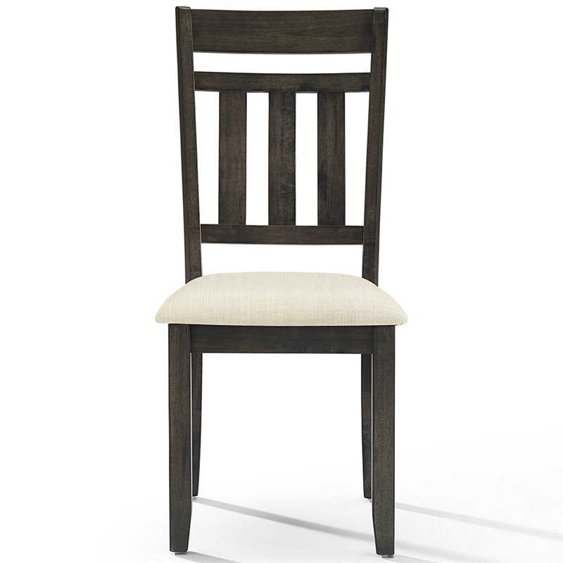 Pemberly Row Wood Slat Back Dining Side Chair in Slate Finish (Set of 2)