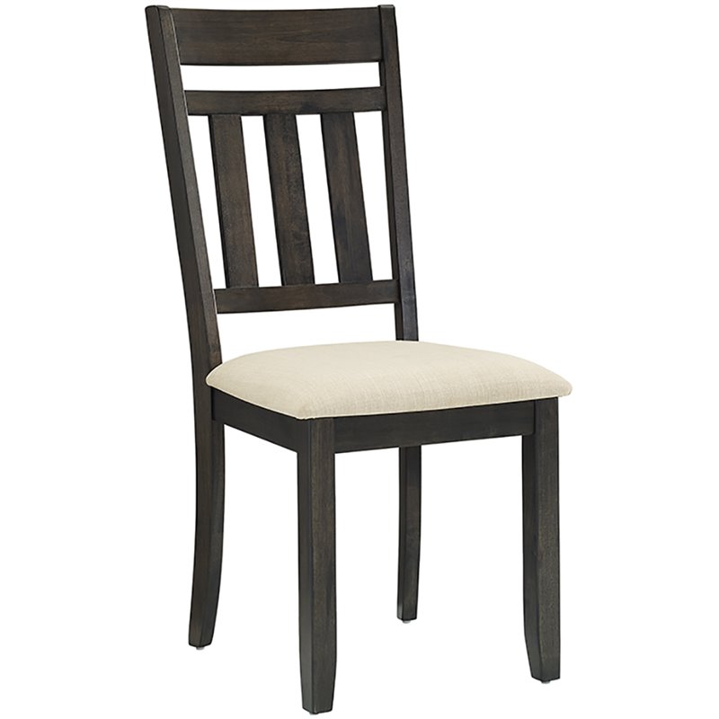 Pemberly Row Wood Slat Back Dining Side Chair in Slate Finish (Set of 2)
