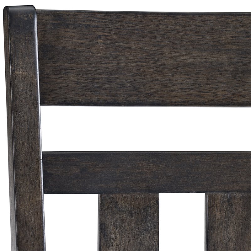 Pemberly Row Wood Slat Back Dining Side Chair in Slate Finish (Set of 2)