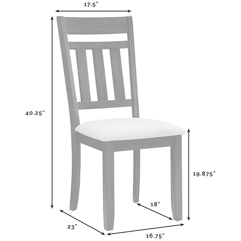 Pemberly Row Wood Slat Back Dining Side Chair in Slate Finish (Set of 2)