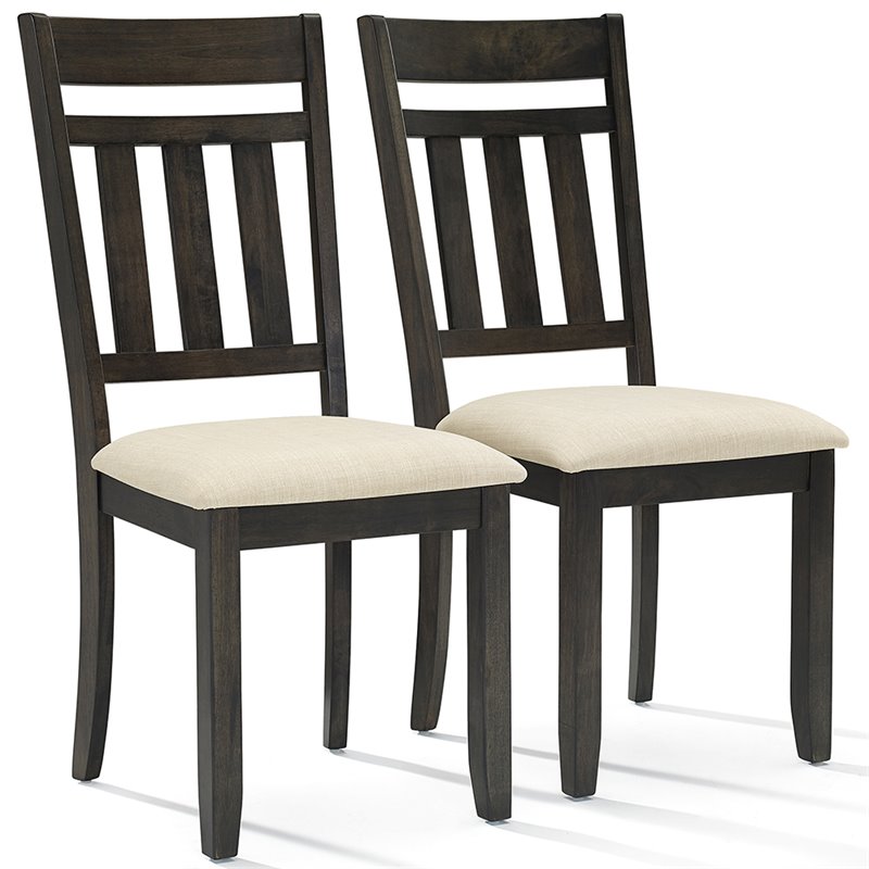 Pemberly Row Wood Slat Back Dining Side Chair in Slate Finish (Set of 2)