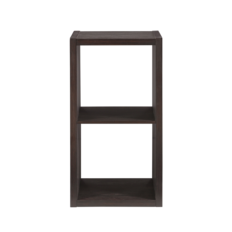 Pemberly Row Two Cubby Open Back Storage Cabinet in Espresso Finish