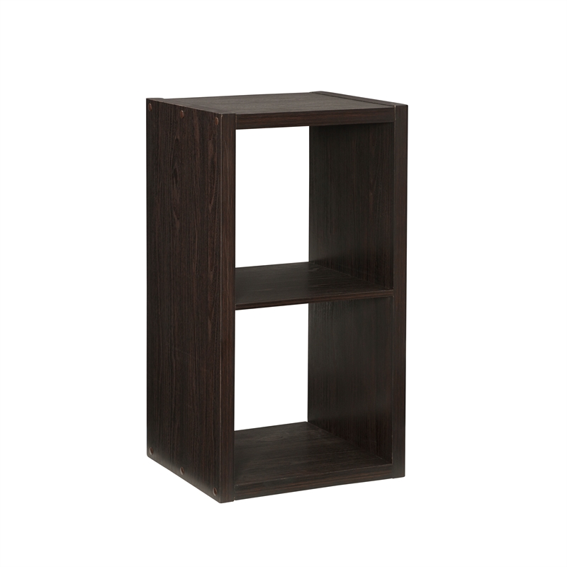 Pemberly Row Two Cubby Open Back Storage Cabinet in Espresso Finish