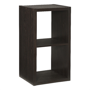 Pemberly Row Two Cubby Open Back Storage Cabinet in Espresso Finish