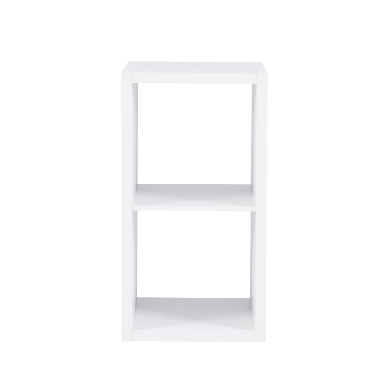Pemberly Row Two Cubby Open Back Storage Cabinet in White Finish