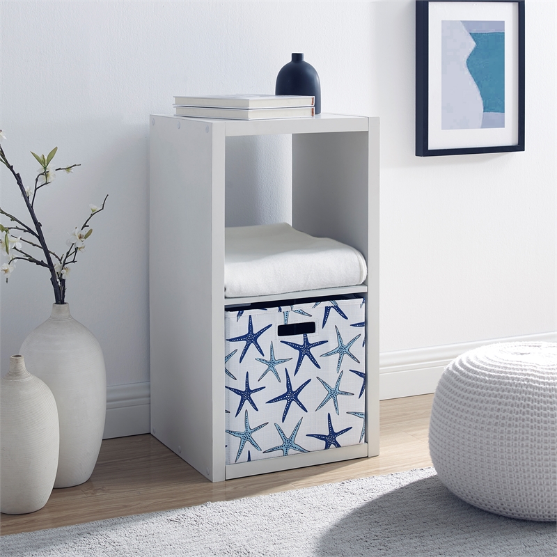 Pemberly Row Two Cubby Open Back Storage Cabinet in White Finish