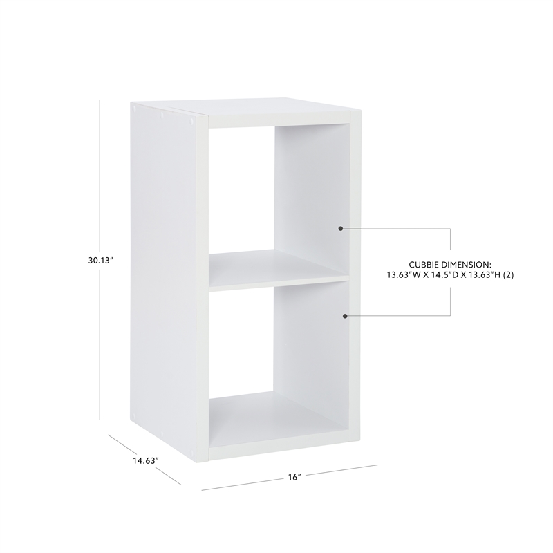 Pemberly Row Two Cubby Open Back Storage Cabinet in White Finish