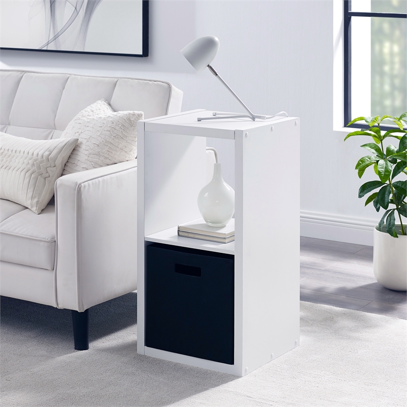 Pemberly Row Two Cubby Open Back Storage Cabinet in White Finish