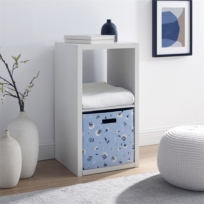 Pemberly Row Two Cubby Open Back Storage Cabinet in White Finish