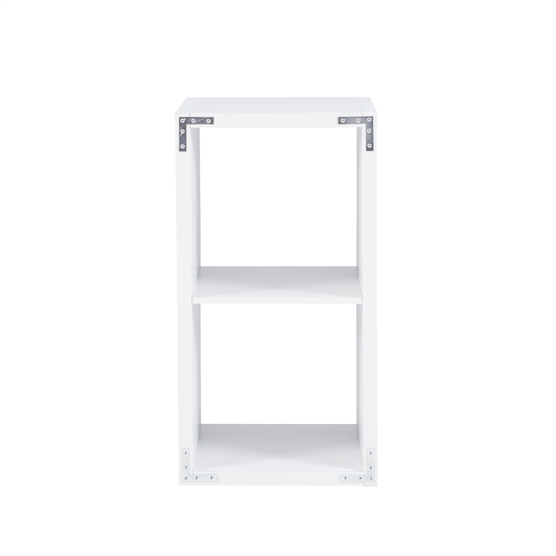 Pemberly Row Two Cubby Open Back Storage Cabinet in White Finish