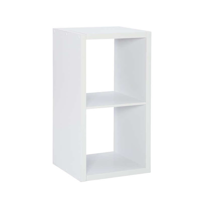Pemberly Row Two Cubby Open Back Storage Cabinet in White Finish