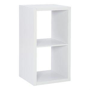 Pemberly Row Two Cubby Open Back Storage Cabinet in White Finish