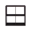 Pemberly Row Four Cubby Storage Cabinet with Open Back in Espresso Finish