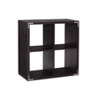 Pemberly Row Four Cubby Storage Cabinet with Open Back in Espresso Finish