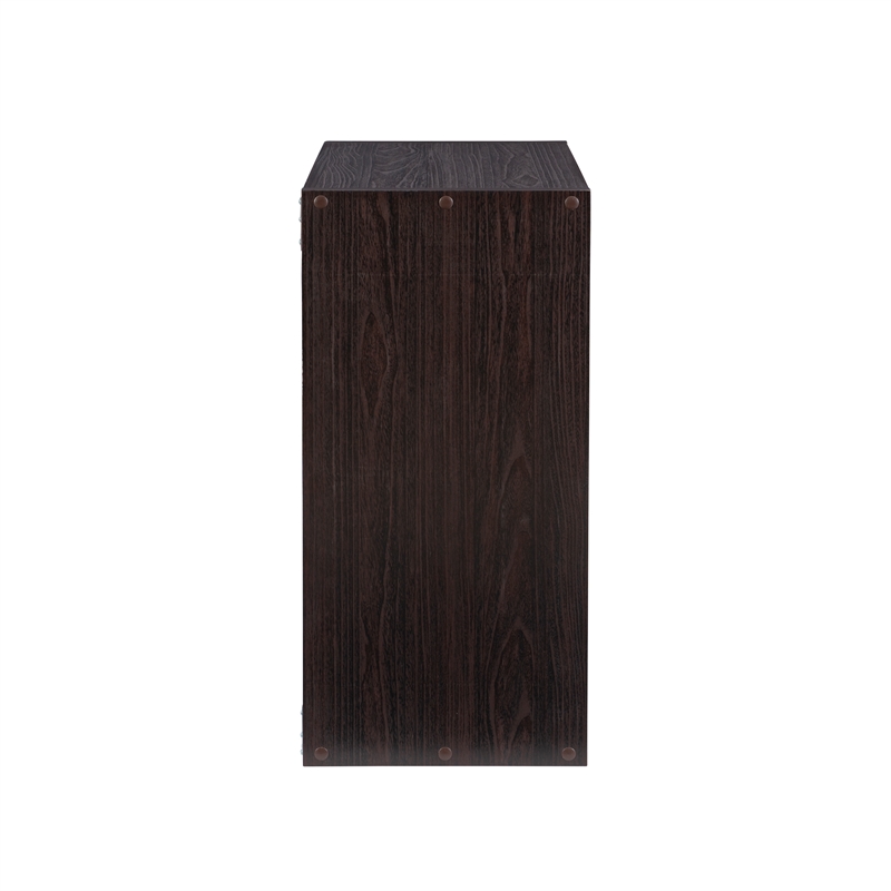 Pemberly Row Four Cubby Storage Cabinet with Open Back in Espresso Finish