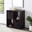 Pemberly Row Four Cubby Storage Cabinet with Open Back in Espresso Finish